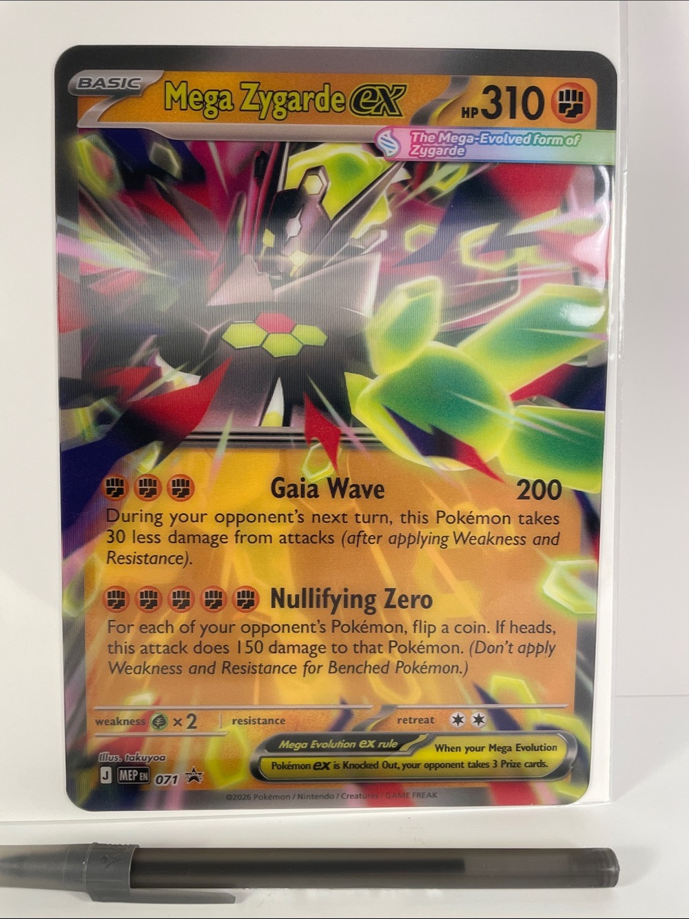 JUMBO Lenticular Pokémon Mega Zygarde EX Card — Yellow, Green & Red Holo